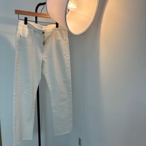 Muji high waisted straight leg white jeans